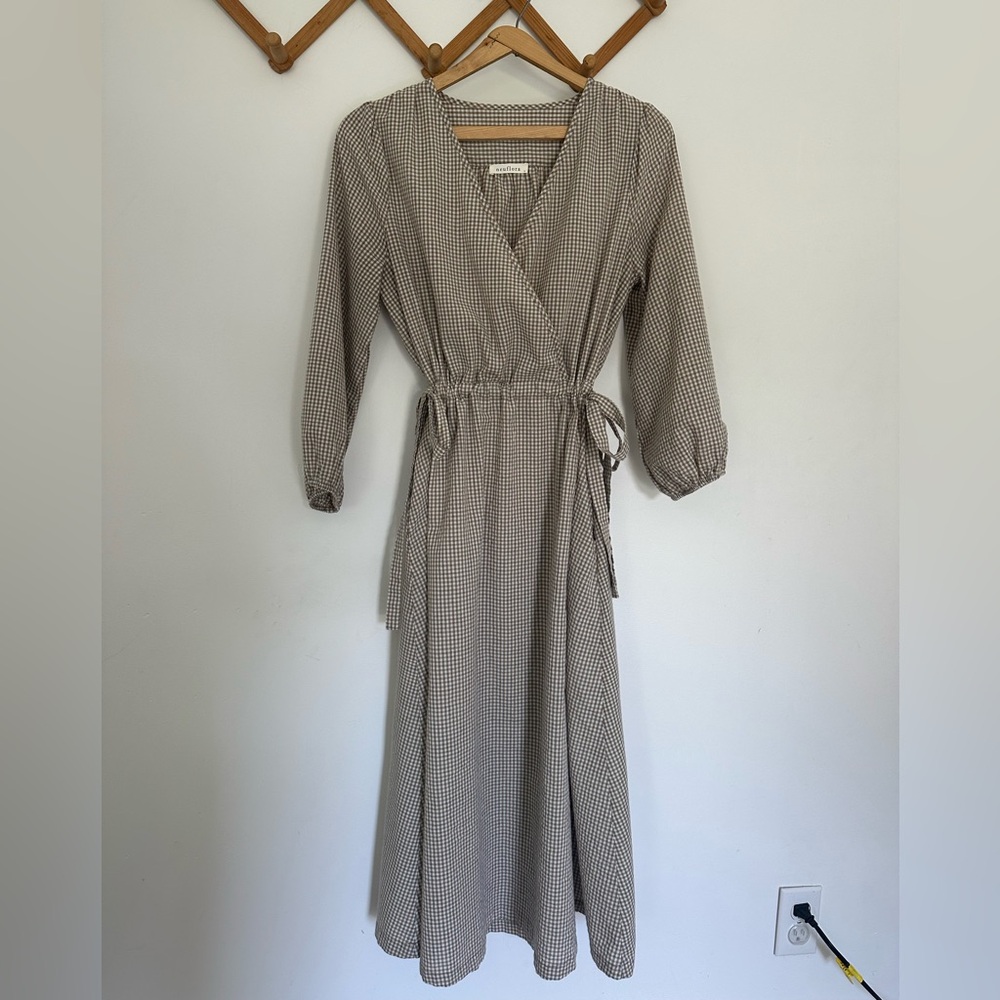 NEULFORA Hilton Head Gingham Wrap Dress with Bow Details